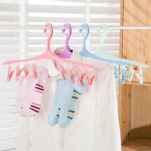 Plastic Clothing Laundry Hanger 8 Clips For Socks Underwear Anti Wind Anti Slip Hanger Clips Trousers Pants Hanger Clips