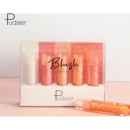 Pudaier 5colors/set liquid Brush Fast shipping Face Powder Makeup Monochrome Smooth Peach Blush Palette Beauty Cosmetics