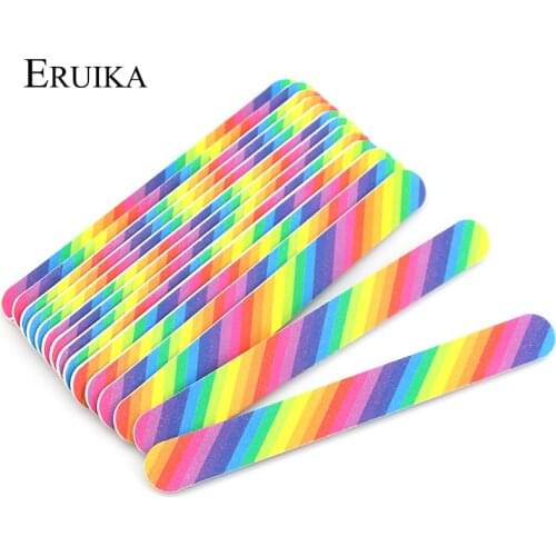 ERUIKA 5pc Rainbow Nail Art Files Sanding Buffer Block Cuticle Remover Durable Grit Sandpaper Manicure Nail Styling Tools