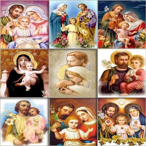 God and the Virgin Mary Painting By Numbers Handmake Coloring By Number On Canvas Acrylic Paints 40×50 CM For Home Decor