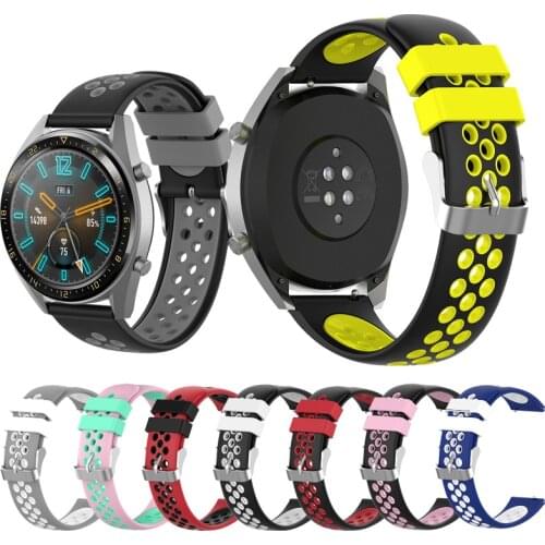 Silicone 22MM Wristband For Huawei Watch GT 2/2e strap 42mm/46mm GT2/GT2e Band For Xiaomi Color Sport Bracelet Replacement