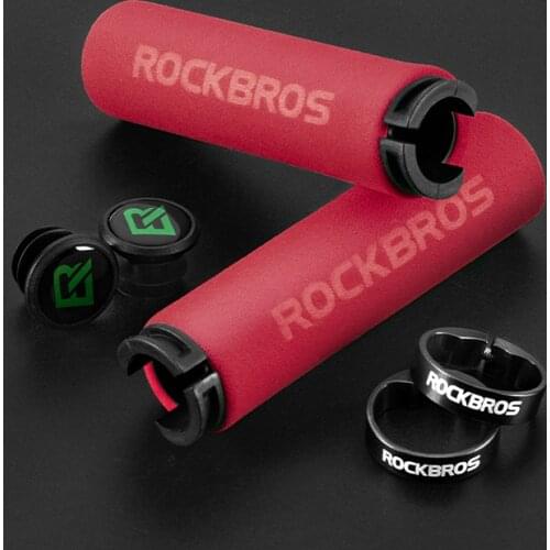 ROCKBROS Bike Grips Silicone Sponge Handlebar Grips Skidproof Shockproof MTB Road Cycling Handlebar Cover Soft Bicycle Grips