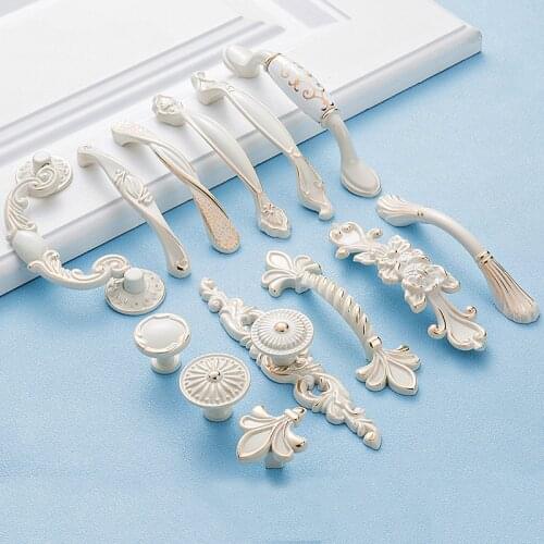 Lvory Handle European Style Kitchen Cabine Knobs And Handles Furniture Drawer Door White Dresser Wardrobe Pulls Hardware