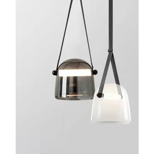 Nordic Glass Belt Restaurant Chandelier Single Head Modern Simple Creative Cafe Bar Clothing Shop Art Lamps