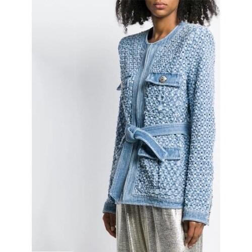 Vintage Slim Jean Jacket Women Short Hollow Out Denim Coat Women blue Wash Long Sleeve Jacket Tops street Bomber Denim Jackets