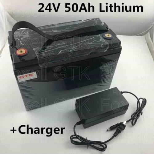 24V 50Ah lithium ion battery pack with BMS for e-wheelchairs electric scooters solar panel UPS backup power+5A charger