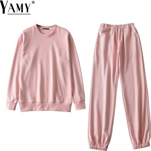 Fall 2020 women clothing sets vintage sweatshirt oversized pink hoodie korean streetwear pullover long sleeve ladies tops black