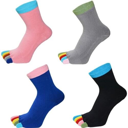 Winter Women Colorful Toes Five Finger Socks Medium Height Comfortable Crew Ankle Toe Socks Warm