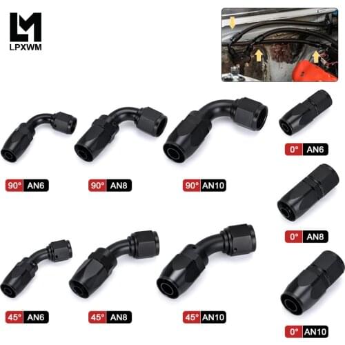 1 Pieces Black AN6 8 10 Straight 45 90 Degree Oil Fuel Swivel Hose End Fitting Oil Hose End Adaptor Kit