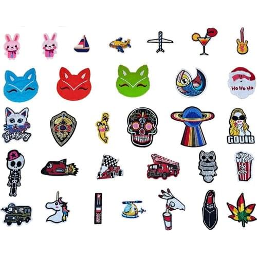 Pink bunny patch badge can be sewn and hot colored childrens jeans jacket DIY clothing craft supplies accessories 1PCS for sale