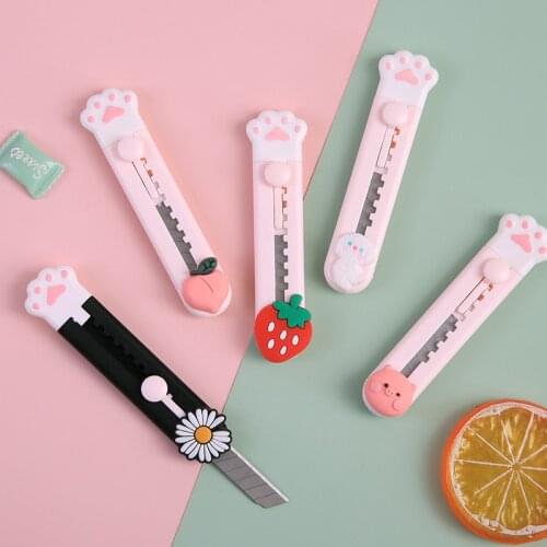 1pcs Utility Knife Express Box Cutter Cute Pink Cat Paw Envelope Opener Knife Student Stationery Office Supplies DIY Tools