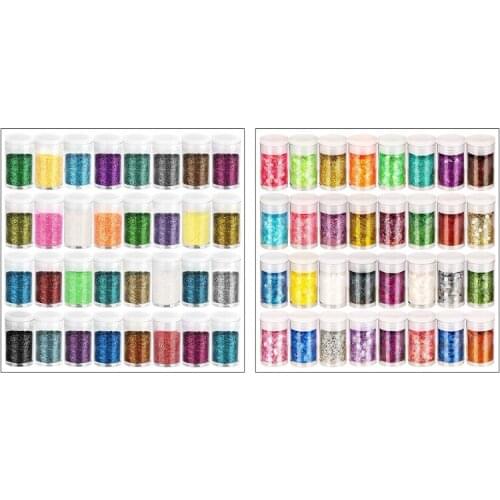 32 Bottles Glitter Powder Epoxy Decorative Nail Polish Glue Nail Art Makeup Childrens Toy Material for Holiday Gifts