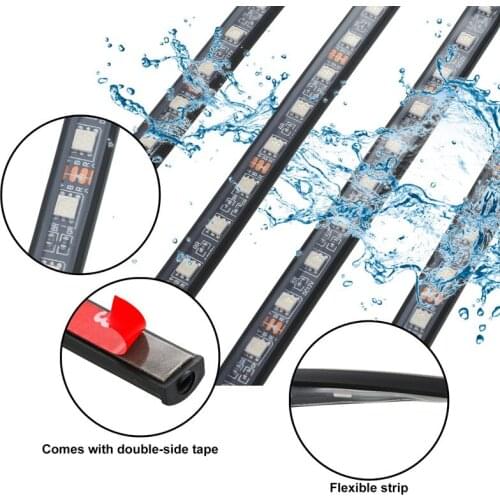 4pcs Car Underglow Neon Accent Strip Light Kit 7 Color Sound Active Function App Remote Control Led Underbody System Light Auto