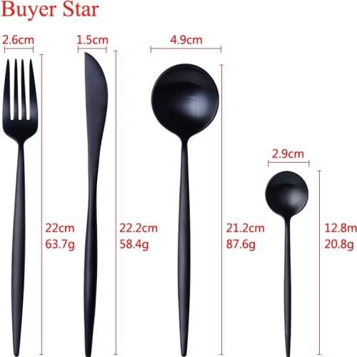 4 Pcs/set Black Gold Cutlery Set Stainless Steel Dinnerware Knives Forks teaspoons Flatware Set Dinner Knife Fork Spoon