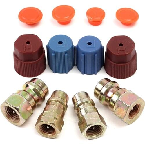 4 Kinds A/C 3/8 7/16 Port Adapter Quick Release R12 Port To R134a Caps Valves Durable Quality Quick Disconnect Drop Shipping