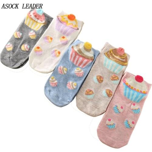 5 Pairs/Lot Spring&Summer Cotton Women Socks Ice Cream Cake Socks Colorful Cute Playful Student Casual Fashions Socks For Women