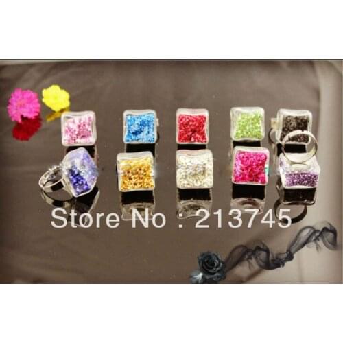 Free ship! 20sets/lot 25mm square Glass Bubble & Ring set (The price don't include the filler) glass globe vial pendant