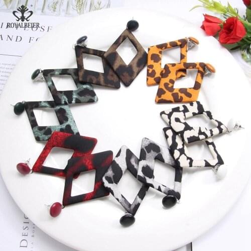 Bohemian Ethnic Style Fashion Jewelry Colorful Cloth Rhombus Women Earings Acrylic Geometric Square Accessories Party Prom