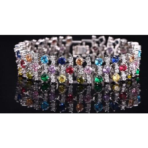 Womens AAA Zircon Bracelet Bangle Bridal S925 Sterling Silver Bracelet Wedding Luxury Jewelry Gift