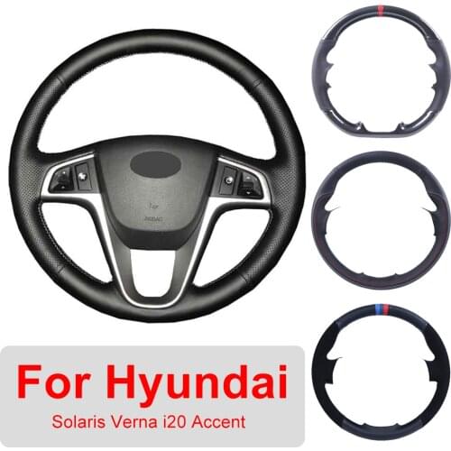 DIY Car Steering Wheel Cover Customized For Hyundai Solaris Verna i20 2008-2012 Accent Leather Braiding Cover For Steering Wheel