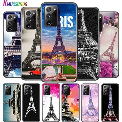 London Paris Eiffel Tower for Samsung Galaxy Note 20 S20 FE Lite Ultra 10 9 8 Pro S10E S10 5G S9 S8 S7 S6 Plus Black Phone Case