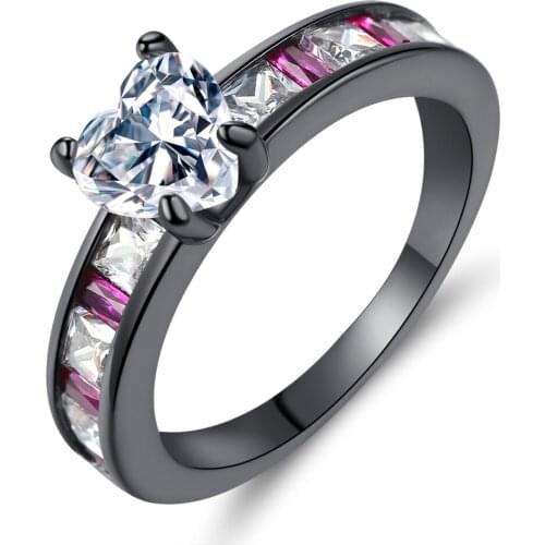 CiNily Created White Purple Stone Black Gold Color Wholesale New Sale Fashion for Women Jewelry Wedding Gift Ring Size 6-9 NJ96