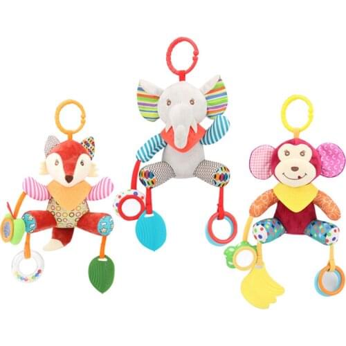 Baby Toys 0-12 Months Cartoon Anime Soft Baby Rattles Bed bell Plush Toys Sitting Musical Appease Rattles For newborn baby