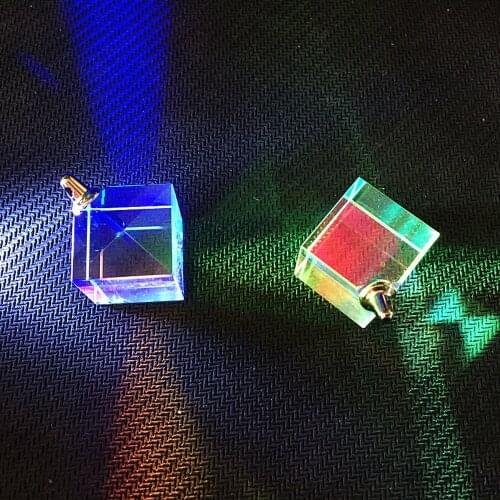 Dichroic Glass 20mm Rainbow Prism Six-Sided Bright Light Combine Laser Cube Stained Glass Beam Splitting Optical Experiment
