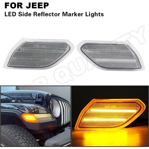 For 2018- Jeep Wrangler JL Full Car Front LED Side Marker Light For Jeep Gladiator JT 2020- Turn Signal Light Amber Lamps Smoked