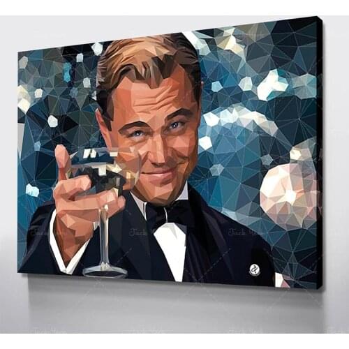 Gatsby Cheers Leonardo DiCaprio Motivational Canvas Artwork Home Office Decor High Quality Framed Unframed