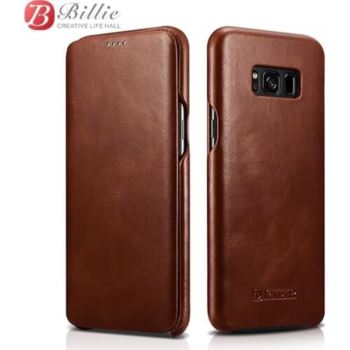 Icarer Genuine Retro Leather Flip Case Cover For Samsung galaxy s8/ s8 plus cowhide leather coque Magnetic closure book style