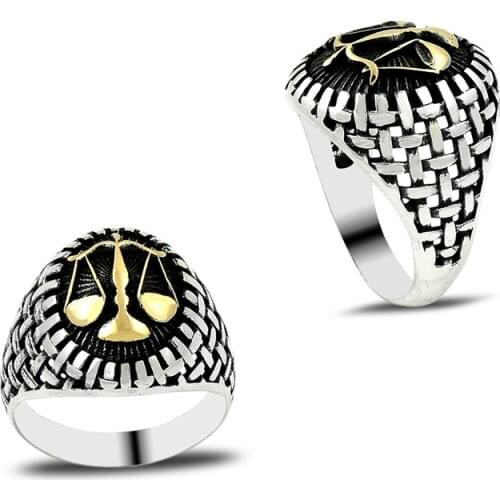 925 Silver Scales Horoscope Star Sign Hot Sale Rings for Men Zodiac Biker Man Accessorie Antique Oval Bohomian Fine Jewellery