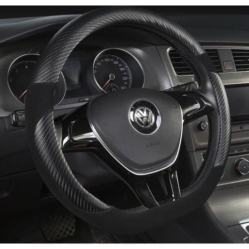 D Shape Leather Car Steering Wheel Cover Four Seasons Steering Wheel Hubs for VW GOLF 7 8 2015 POLO JATTA Interior Accessories