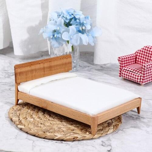 1/12 Dollhouse Mini Single Bed Home Bedroom Furniture Toy Gift Furniture Model