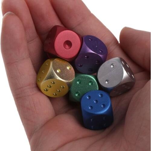 5pcs Colorful Aluminum Alloy Metal Dice 16mm 6 sided Board Game Polyhedral RPG DND Dice Playing Game Tool