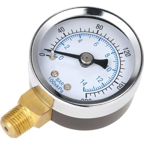 0-200psi 0-14bar Mini Pressure Gauge Dial Air Compressor Meter Hydraulics Pressure Tester Double Scale Measurer Mount Dropship