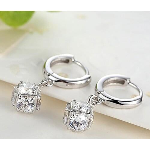 Real 1 Carat Diamond Earring for Women Jewelry 925 Sterling Silver Square Geometric Kolczyki Perola Bizuteria Orecchini Earrings