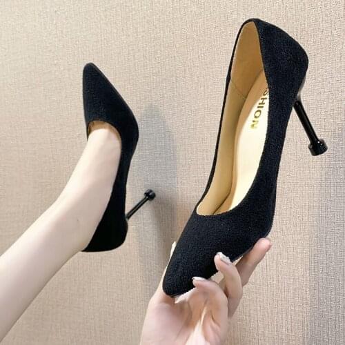 New Women party High Heels Female Shoes Women Pumps Solid Colorful pink Slip On Pointed Toe Dress Shoes Wedding Shoes U14-58