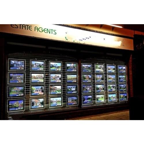 A4 Single Sided Cable Wire Hanging Poster Display Frame Real Estate LED Window Display Light Pocket A4 Lightbox 32pcs/lot