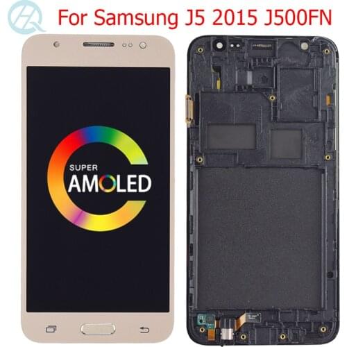 Original J500FN AMOLED For Samsung Galaxy J5 2015 LCD With Frame 5.0" SM-J500F J500G J500M J500H J500FN Display Screen Assembly