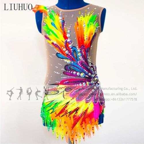 LIUHUO Figure Skating Dress Womens Girls' Ice performance Rhythmic gymnastics competition Leotard Artistic Costume Multicolor