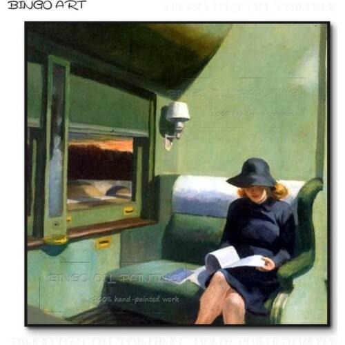 Professional Artist Hand-painted High Quality Edward Hopper Compartment Car Oil Painting Reproduce Compartment Car Oil Painting