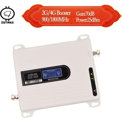 ZQTMAX 2g 4g repeater gsm cell phone signal booster 900 1800 lte cellular signal amplifier gsm dcs Dual band Band (8+3)