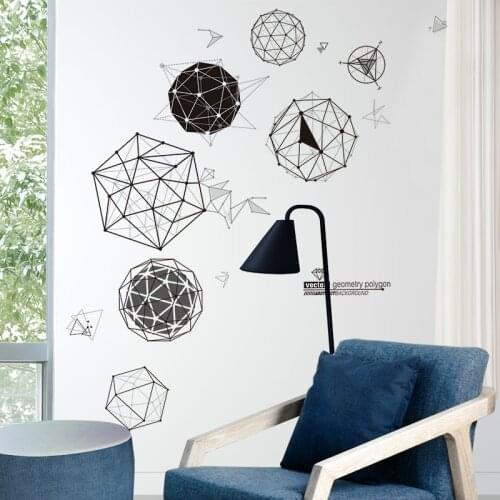 [SHIJUEHEZI] Cartoon Solid Geometry Wall Stickers DIY Wall Decals for House Living Room Kids Bedroom Wardrobe Decoration