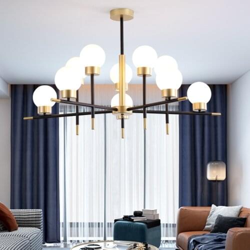 Modern glass ball LED chandelier living room pendant lamp bedroom fixtures restaurant suspended lights Iron hanging lighting