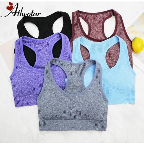 ATHVOTAR Sports Bra for Women Gym Quick Dry Push Up Bra High Stretch Shock-Proof Solid Yoga Top Fitness Bra Jogging Femme