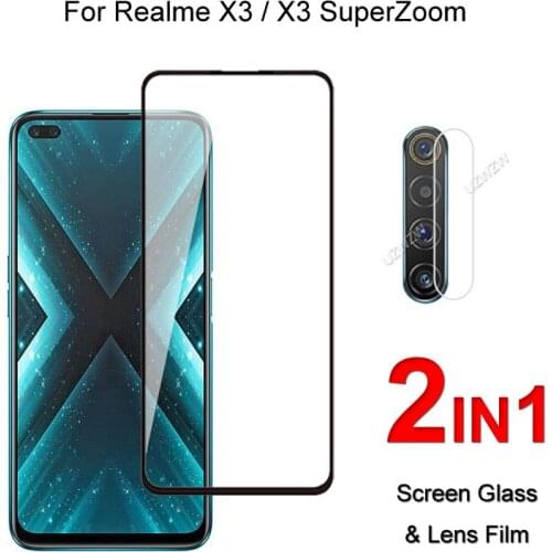 Full Cover Glass For Realme X3 SuperZoom / X3 Screen Protector Protective Tempered Glass Explosion Proof & Camera Lens Film