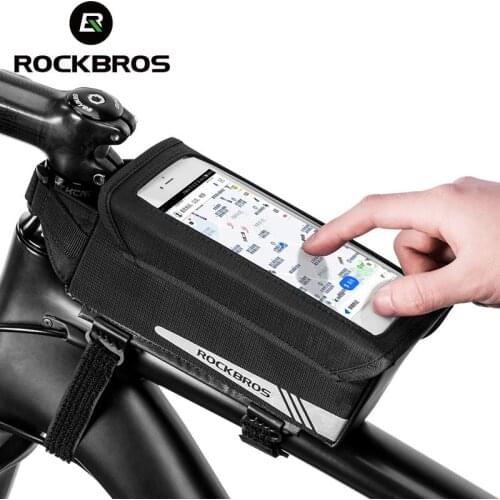ROCKBROS 6.2" Touch Screen Bicycle Phone Bags With Waterproof cover Reflective Magnetic Lid MTB Road Bike Tube Front Storage Bag