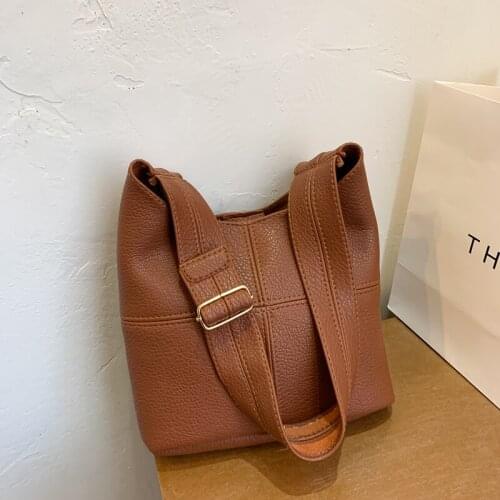 Womens Soft Leather Handbag High Quality Women Shoulder Bag Big Shopper Tote Bucket Bag Fashion Womens Handbags Solid color