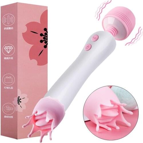 Oral Clit Vibrators for Women AV Magic Wand Vibrator Licking Tongue Powerful G-spot Clitoral Massager Dildo Vibrator Sex Toys
